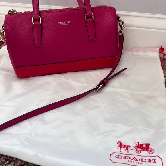 Coach Handbags - Coach Two-Toned (raspberry/red) satchel sling handbag